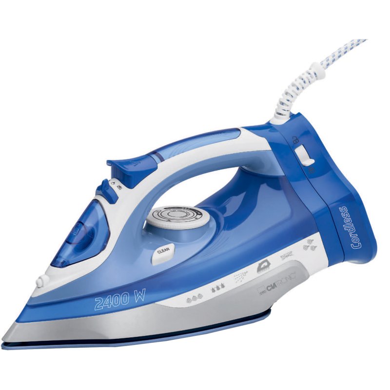 CLATRONIC steam iron DB 3706, cordless, white/blue, 2400 W